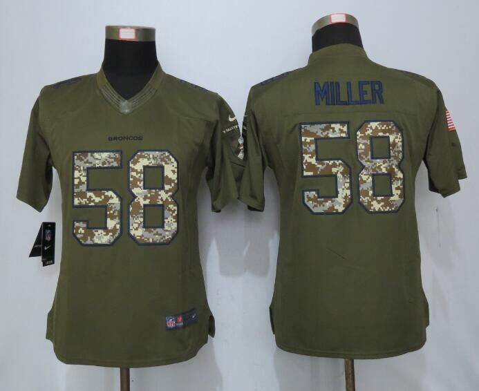 Women Denver Broncos #58 Miller Stitched Gridiron Gray Limited Nike NFL Jerseys